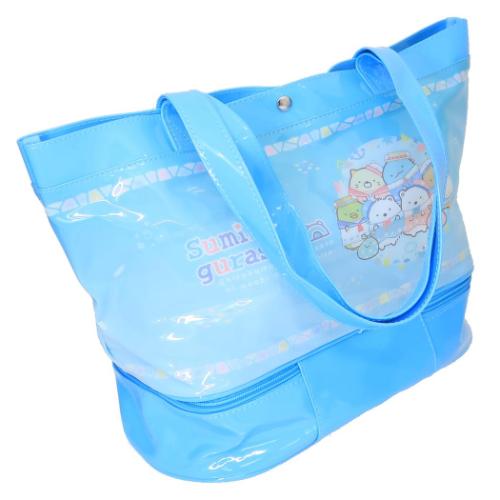 すみっコぐらし プールバッグ ポケット付きビニールトート 2層式 サンエックス キャラクター グッズ