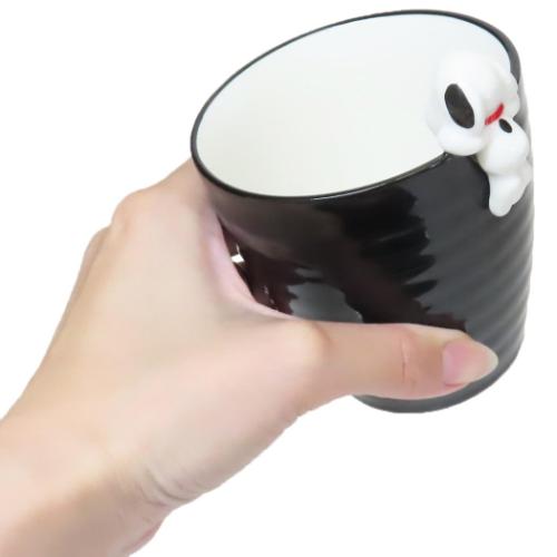 スヌーピー 湯のみ フィギュア付き湯呑 ブラック ピーナッツ キャラクター グッズ