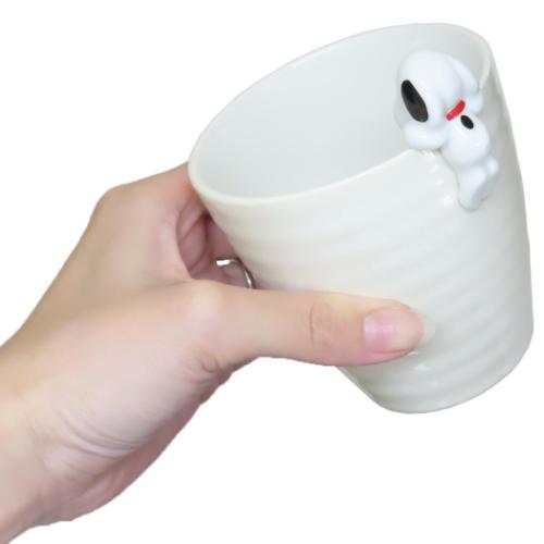 スヌーピー 湯のみ フィギュア付き湯呑 アイボリー ピーナッツ キャラクター グッズ