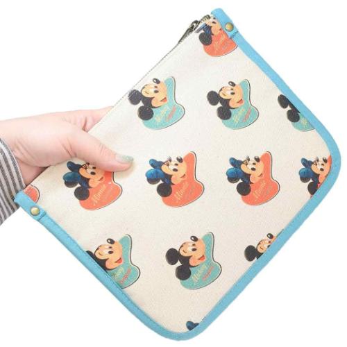 ミッキーマウス＆ミニーマウス コスメポーチ ポーチ American Paradiseバッジ パターン ディズニー キャラクター グッズ メール便可