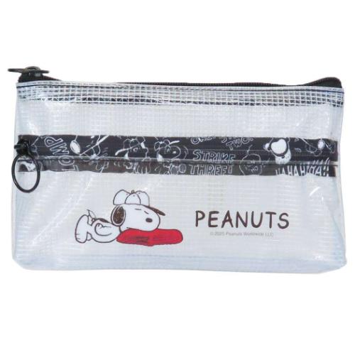 スヌーピー ペンケース クリアダブルファスナーポーチ 野球 ピーナッツ キャラクター グッズ メール便可