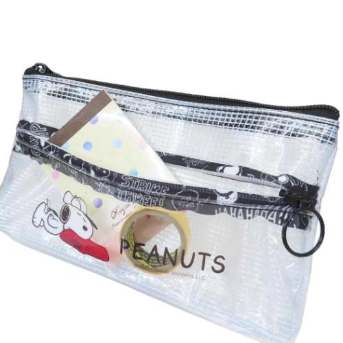 スヌーピー ペンケース クリアダブルファスナーポーチ 野球 ピーナッツ キャラクター グッズ メール便可