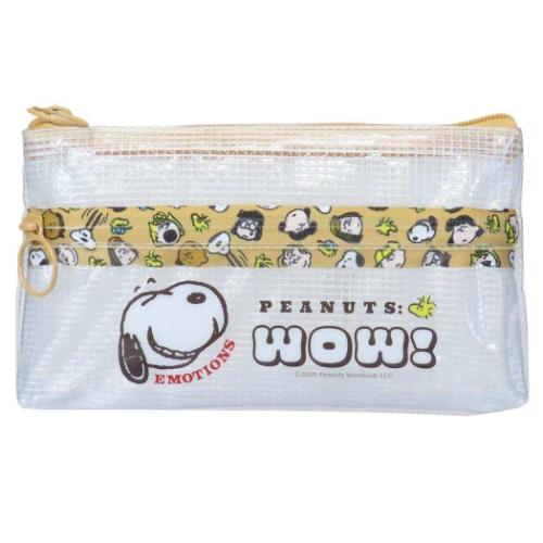 スヌーピー ペンケース クリアダブルファスナーポーチ フェイス ピーナッツ キャラクター グッズ メール便可