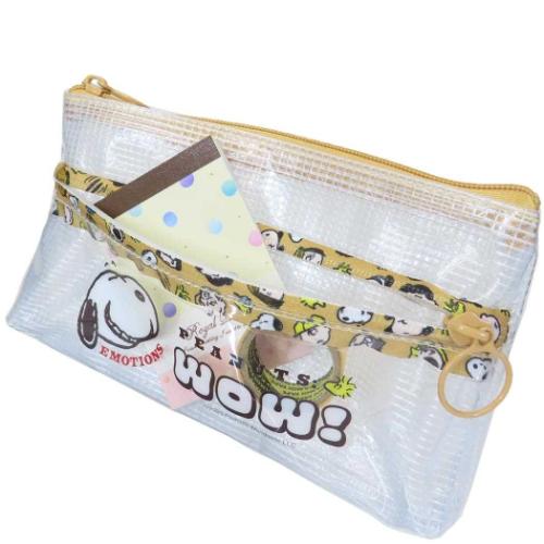 スヌーピー ペンケース クリアダブルファスナーポーチ フェイス ピーナッツ キャラクター グッズ メール便可