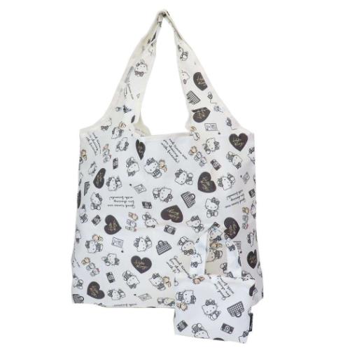 ハローキティ エコバッグ 折りたたみショッピングバッグ モノクロ サンリオ キャラクター グッズ メール便可