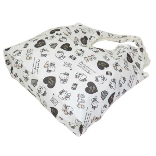 ハローキティ エコバッグ 折りたたみショッピングバッグ モノクロ サンリオ キャラクター グッズ メール便可