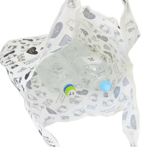 ハローキティ エコバッグ 折りたたみショッピングバッグ モノクロ サンリオ キャラクター グッズ メール便可