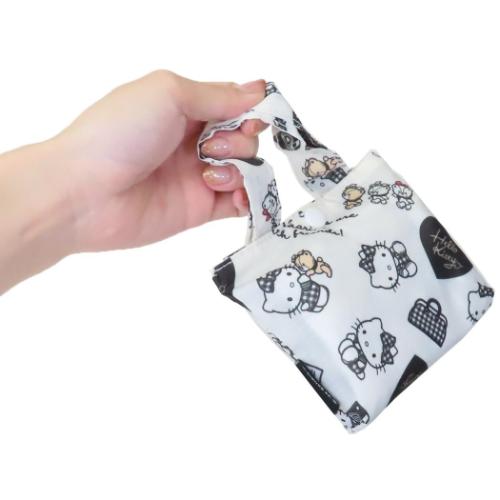 ハローキティ エコバッグ 折りたたみショッピングバッグ モノクロ サンリオ キャラクター グッズ メール便可