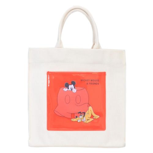 ミッキー&プルート 手提げバッグ トートバッグ RD ディズニー キャラクター グッズ メール便可