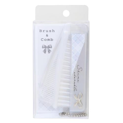 フレンチリボンコスメ ヘアブラシ 折りたたみブラシ＆コーム shine adorable かわいい グッズ メール便可