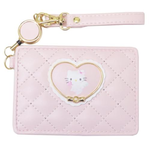 ハローキティ 定期入れ リール付き単パスケース ハートフレーム サンリオ キャラクター グッズ メール便可