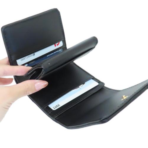 ハローキティ ミニウォレット BOXコイン三つ折り財布 ワッペンキティ ブラックxゴールド柄 サンリオ キャラクター グッズ