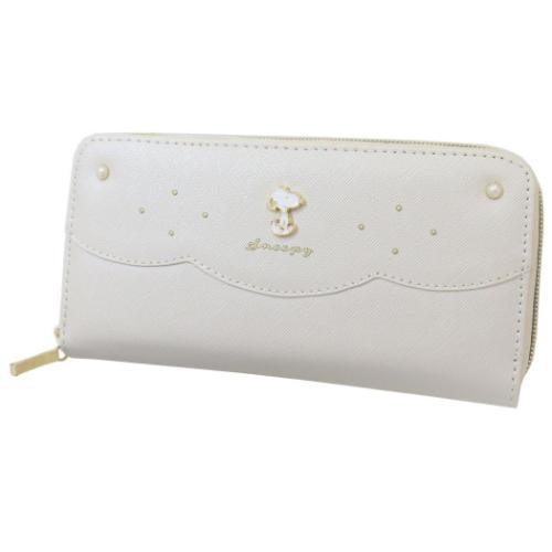 スヌーピー レディース長財布 ラウンド束入れ ラウンドファスナーロングウォレット パールシリーズ ピーナッツ キャラクター グッズ