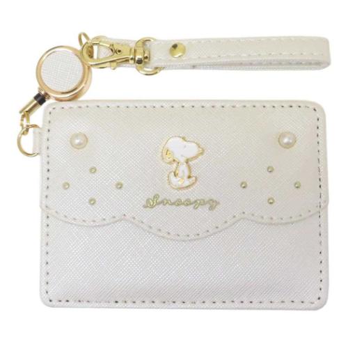 スヌーピー 定期入れ リール付き単パスケース ブラック ピーナッツ キャラクター グッズ メール便可