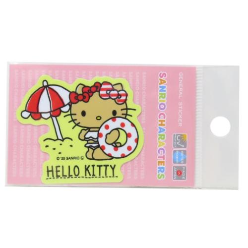 ハローキティ ビニールシール ダイカットミニステッカー 日焼け ビーチ サンリオ キャラクター グッズ メール便可