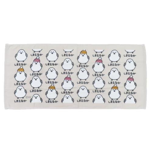 おえかきさん フェイスタオル プリントロングタオル しまえながさん グレー 面白雑貨 グッズ メール便可