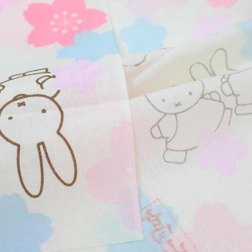 ミッフィー 手ぬぐい てぬぐい miffyx鳥獣戯画 花見で追いかけっこ ディックブルーナ 絵本キャラクター グッズ メール便可