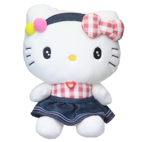 ハローキティ ぬいぐるみ プラッシュドールS ギンガムデニム サンリオ キャラクター グッズ