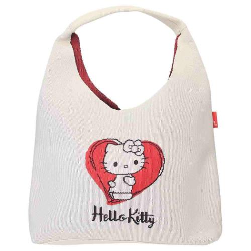ハローキティ トートバッグ IP.ラウンド.ニット. ニット調編みワンハンドルショルダー Ivory サンリオ キャラクター グッズ