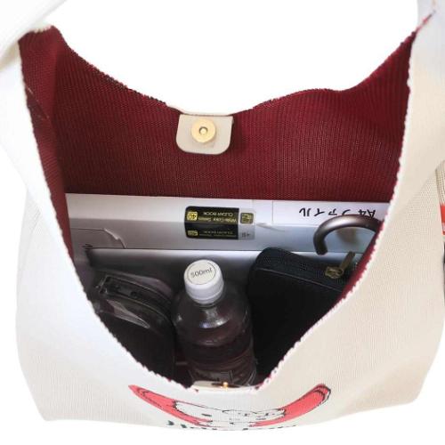 ハローキティ トートバッグ IP.ラウンド.ニット. ニット調編みワンハンドルショルダー Ivory サンリオ キャラクター グッズ