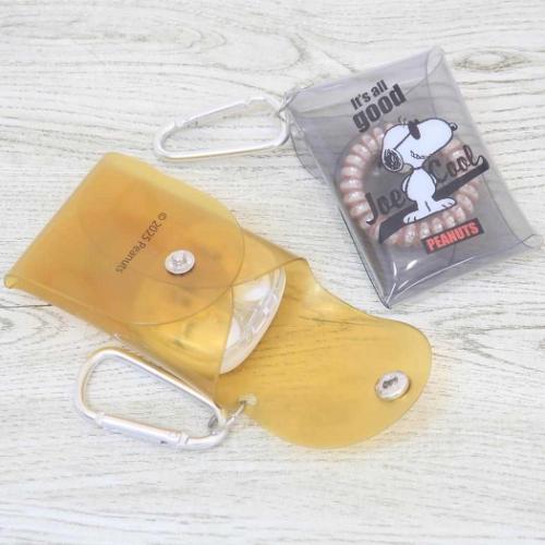 スヌーピー クリアポーチ カラビナ付きスナップクリアケース スヌーピー＆ウッドストック ピーナッツ キャラクター グッズ メール便可