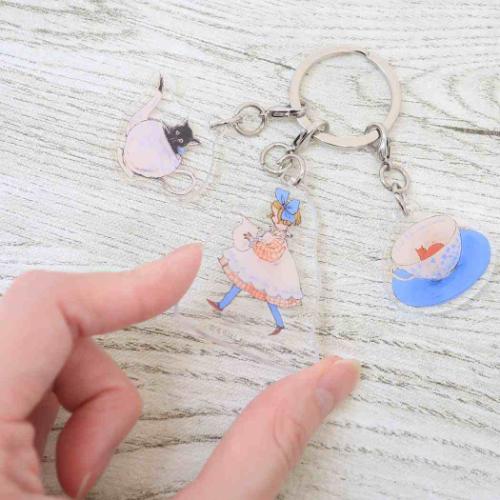 くらはしれい キーリング 3連アクリルキーホルダー 紅茶 おしゃれ レトロ ガーリー グッズ メール便可