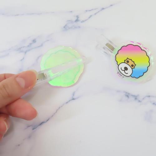 アフロ犬 ヘアアクセ オーロラアクリルヘアクリップ キャラクター グッズ メール便可