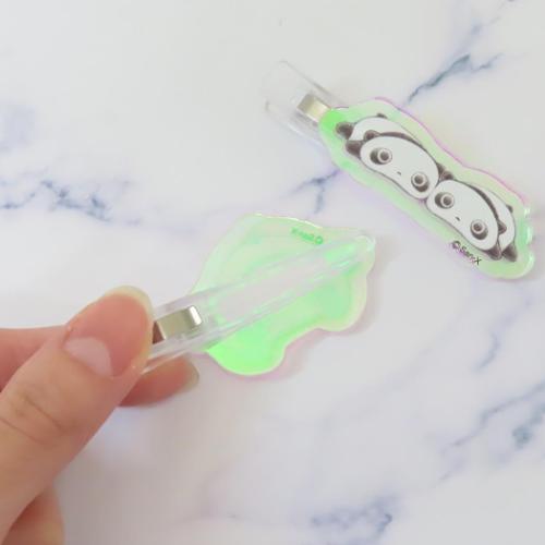 たれぱんだ ヘアアクセ オーロラアクリルヘアクリップ ツイン キャラクター グッズ メール便可