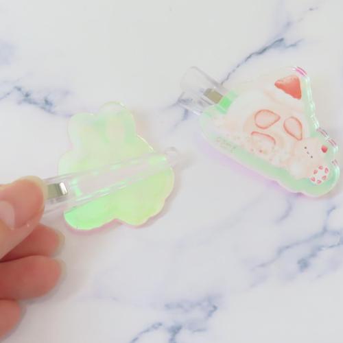 シュガーココムー ヘアアクセ オーロラアクリルヘアクリップ ケーキ キャラクター グッズ メール便可