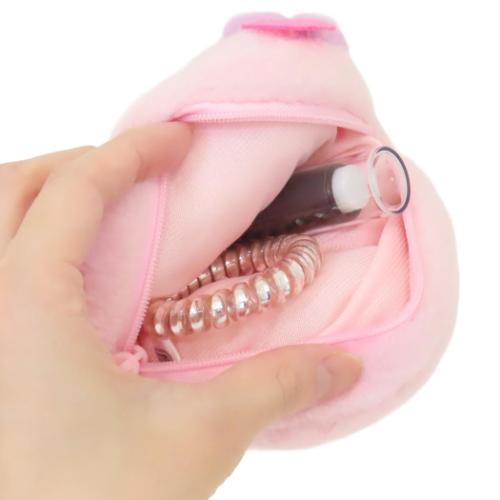 お茶犬 コスメポーチ フェイスポーチ ふわふわシリーズ ハナ キャラクター グッズ