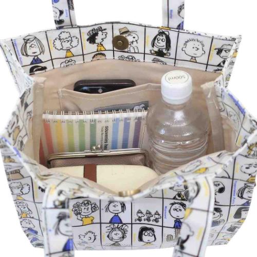 スヌーピー ミニバッグ IP スクエアLami Peanuts-0L ラミネート生地SQUAREミニバッグ 75th BLOCK ピーナッツ メール便可