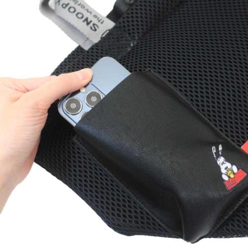 スヌーピー ハンドバッグ IP デリ wafer ウエッファ Peanuts-0K メッシュ生地ミニバッグ BLACK ピーナッツ キャラクター グッズ