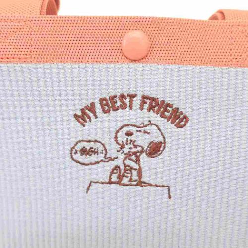 スヌーピー ハンドバッグ IP デリ ルフル Peanuts-0H ニット調編み生地ミニバッグ PINK ピーナッツ キャラクター グッズ