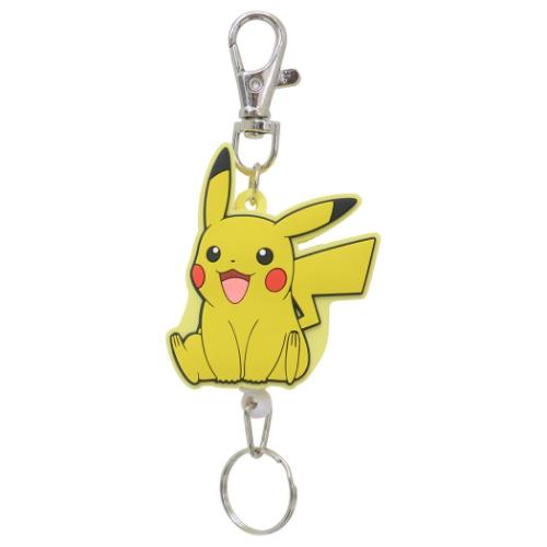 ポケットモンスター キーリング ラバーリールキーホルダー ピカチュウ にこにこおすわり ポケモン キャラクター グッズ メール便可