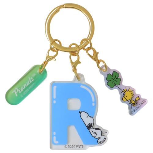 スヌーピー キーリング イニシャル3連アクリルキーホルダー R ピーナッツ キャラクター グッズ メール便可