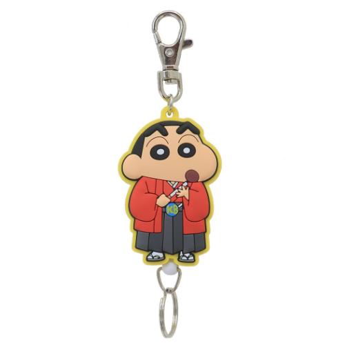 クレヨンしんちゃん キーリング ラバーリールキーホルダー 日本アートシリーズ しんのすけ アニメキャラクター グッズ メール便可