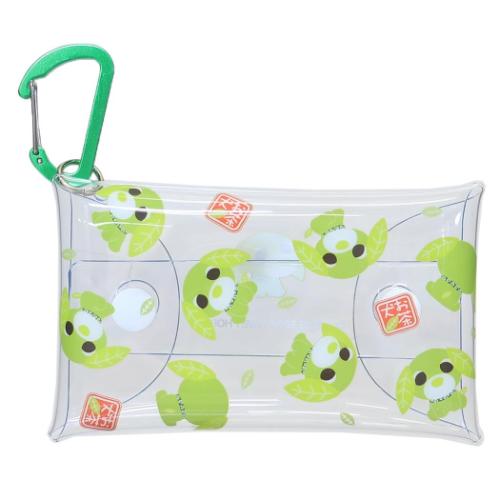 お茶犬 ミニポーチ クリアマルチケースS ベーシックシリーズ リョク キャラクター グッズ メール便可