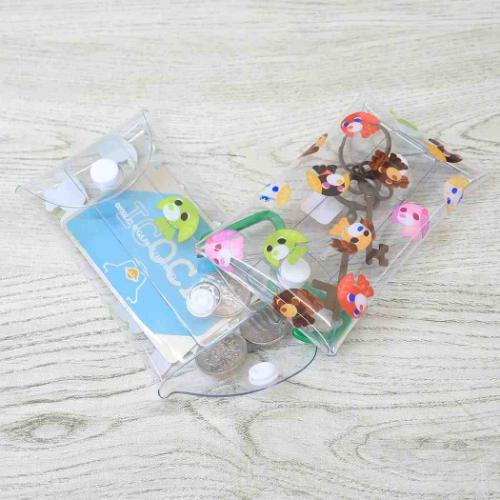 お茶犬 ミニポーチ クリアマルチケースS ベーシックシリーズ リョク キャラクター グッズ メール便可