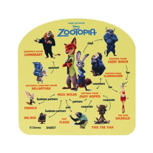 ズートピア PCアクセ マウスパッド DC相関図 ディズニー キャラクター グッズ メール便可