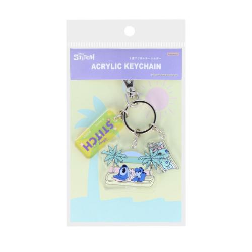 リロ＆スティッチ キーリング 3連アクリルキーホルダー イエロー ディズニー キャラクター グッズ メール便可