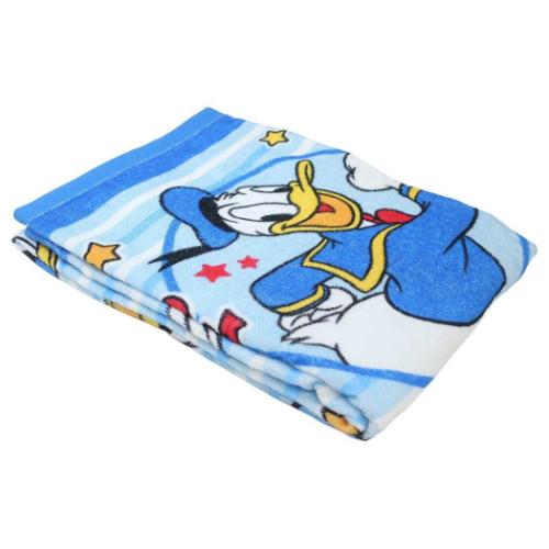 ドナルドダック バスタオル プリントビッグタオル ブルーボーダー ディズニー キャラクター グッズ メール便可