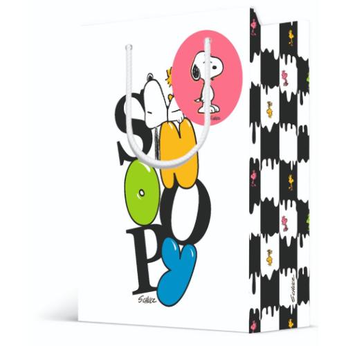 スヌーピー ラッピング用品 輸PBSN ペーパーバッグ チェッカーM ピーナッツ キャラクター グッズ メール便可