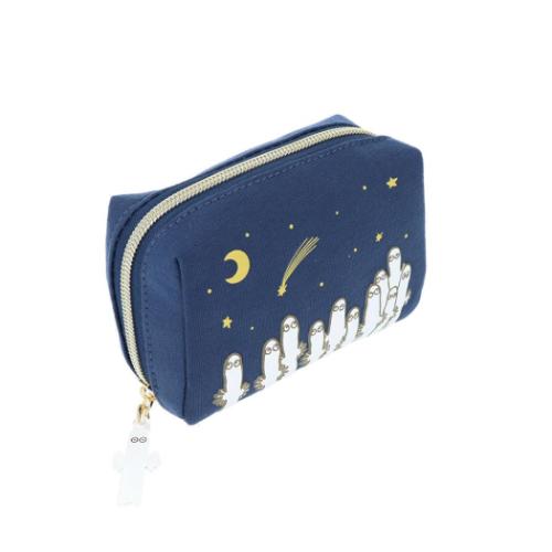 ムーミン コスメポーチ パフプリントミニポーチ ニョロニョロ ネイビーブルー 北欧 キャラクター グッズ