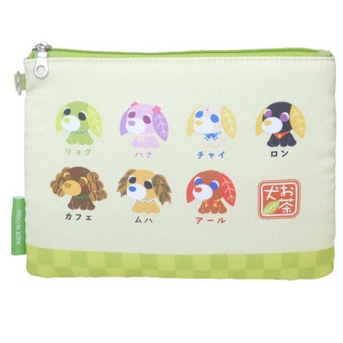 お茶犬 コスメポーチ ちりめん風フラットポーチ ベーシックシリーズ 全員 キャラクター グッズ メール便可