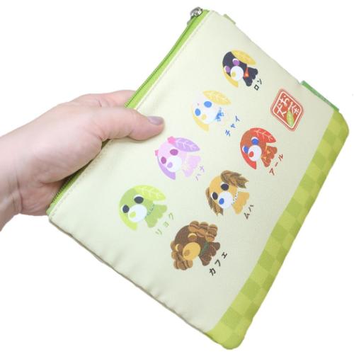 お茶犬 コスメポーチ ちりめん風フラットポーチ ベーシックシリーズ 全員 キャラクター グッズ メール便可