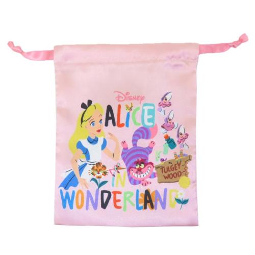 ふしぎの国のアリス 巾着袋 リボン巾着 きんちゃくポーチ ロゴ ディズニー キャラクター グッズ メール便可