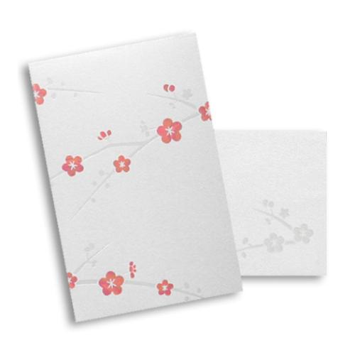 ROKKAKU ポチ袋 箔ぽち袋 メッセージカード付き 松竹梅 3セット入り 梅 お年玉 お盆玉 グッズ メール便可