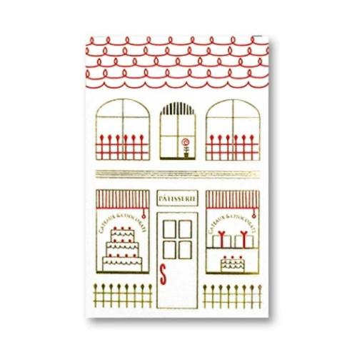 ROKKAKU ポチ袋 箔ぽち袋 メッセージカード付き 街並み 3セット入り パティスリー お年玉 お盆玉 グッズ メール便可