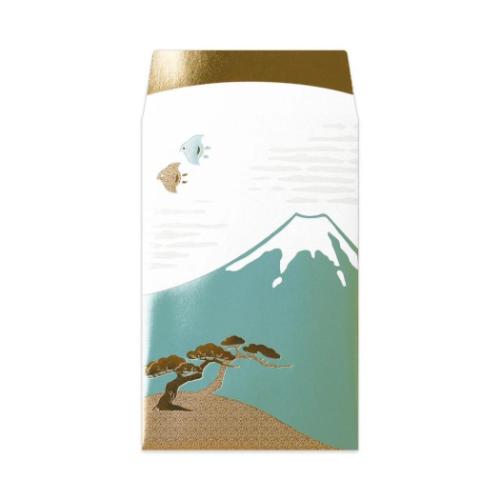 ROKKAKU ポチ袋 箔ぽち袋 やまかわうみ 2枚入り 山 お年玉 お盆玉 グッズ メール便可