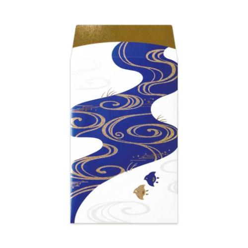 ROKKAKU ポチ袋 箔ぽち袋 やまかわうみ 2枚入り 川 お年玉 お盆玉 グッズ メール便可